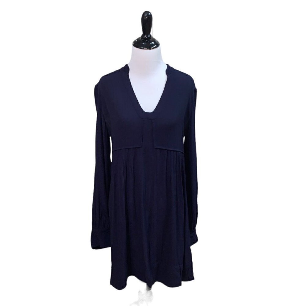 Diane von Furstenberg Women's Shift Mini Dress Size 8 Empire Waist V-Neck Blue